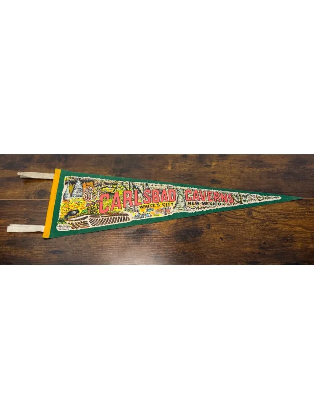 Vintage Carlsbad Caverns Felt Pennant Whites City New Mexico Souvenir 27 “